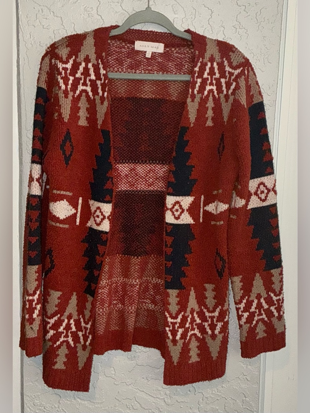 Ally Mae Patterned Open-Front Cardigan Sweater - Picture 2 of 8